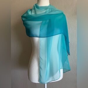 Gradient blue chiffon scarf